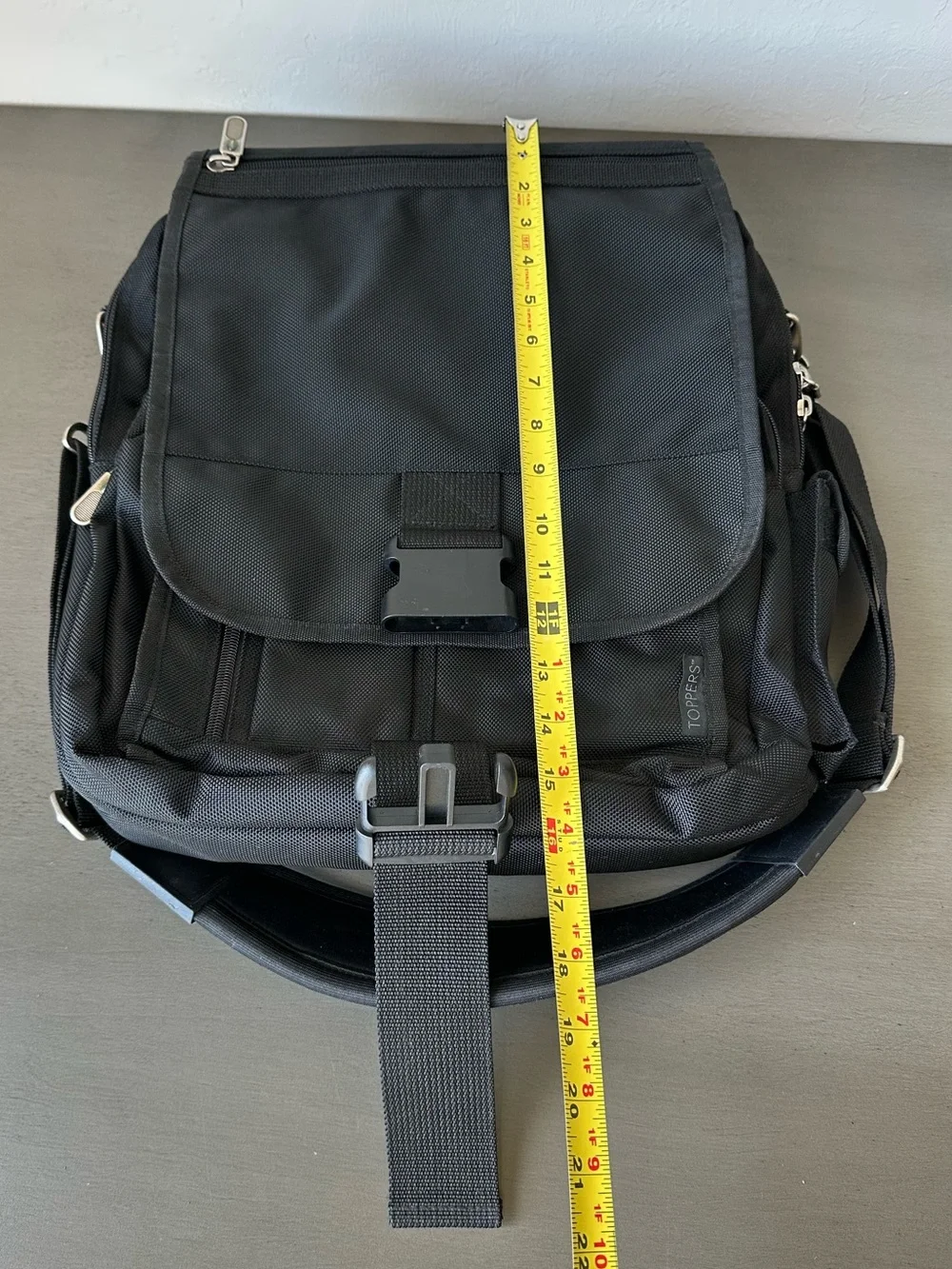 Toppers Black Nylon Versatile Black Men's Messenger Bag Padded Strap Multi Use